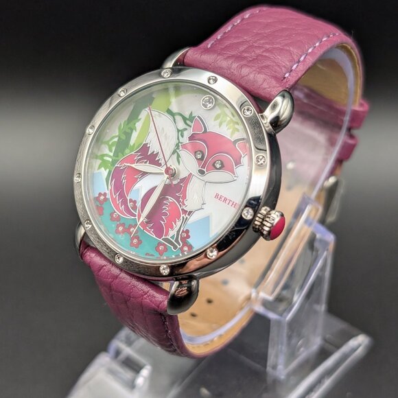 Bertha Vivica Fox Wrist Watch Original Authentic Fuchsia Band Silver Case - NIB